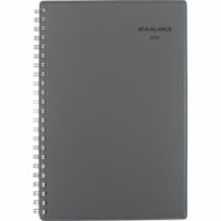 DayMinder Diary - Weekly, Monthly - 12 Month - January 2025 - December 2025 - 1 Week, 1 Month Double Page Layout - 5" (127 mm) x 8" (203.20 mm) Sheet Size - Spiral Bound - Metallic Gray - Poly Cover - Metric Conversion, Three Year Calendar, Contact Sheet, Note Page, Monthly Tab, Soft Cover, Eco-frie