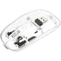 Manhattan Transparent Rechargeable Wireless USB Mouse - Optical - Wireless - 33 ft (10058.40 mm) - Radio Frequency - 2.40 GHz - Rechargeable - White - USB Type A - 1600 dpi - Scroll Wheel - 4 Button(s) - Symmetrical