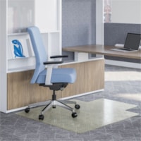 Deflecto OceanMat Chair Mat for Carpet - Commercial, Low Pile, Chair, Carpeted Floor - 53" (1346.20 mm) Width x 45" (1143 mm) Depth - Lipped - Plastic, Polyethylene Terephthalate (PET) - Clear - 1Each