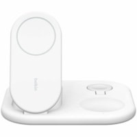 Chargeur à induction BoostCharge - Blanc Belkin - Pour Appareil compatible Qi2, iPhone, Smartwatch, AirPod - Input connectors : USB - Magnétique, Pliable, Indicateur LED, Compacte, Chargement rapide, Protection contre les surcharges. - Blanc