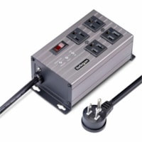 StarTech.com 4-Outlet Industrial Power Strip 125V/15A, EMI/RFI Isolation, Surge Protection, Mountable PDU, 8ft NEMA 5-15P Cord, UL Listed - UL Listed 4-Outlet Industrial Grade Power Strip - NEMA 5-15P/R - EMI/RFI noise isolated filter banks (2-outlets per bank) - Surge protector - 15A resettable cir