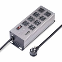 StarTech.com 8-Outlet Industrial Power Strip 125V/15A, EMI/RFI Isolation, Surge Protection, Mountable PDU, 12ft NEMA 5-15P Cord, UL Listed - UL Listed 8-Outlet Industrial Grade Power Strip - NEMA 5-15P/R - EMI/RFI noise isolated filter banks (2-outlets per bank) - Surge protector - 15A resettable ci