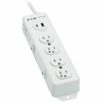 Tripp Lite series Safe-IT PS-415-HGUSB Power Strip - NEMA 5-15P-HG - 4 x NEMA 5-15R-HG, 1 x USB Type A, 1 x USB Type C - 15 ft (4.57 m) Cord - 15 A Current - 120 V AC Voltage - Surface-mountable - White