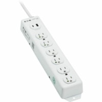 Tripp Lite series Safe-IT PS-602-HGUSB Power Strip - NEMA 5-15P-HG - 1 x USB Type A, 1 x USB Type C, 6 x NEMA 5-15R-HG - 2 ft (0.61 m) Cord - 15 A Current - 120 V AC Voltage - Surface-mountable - White