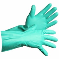 Forcefield Flocklined Nitrile Dishwashing Style Gloves - Chemical, Snag, Abrasion Protection - 9 Size Number - Large Size - Nitrile - Teal - Reusable, Chemical Resistant, Durable, Snag Resistant, Puncture Resistant, Abrasion Resistant, Cut Resistant - For Multipurpose, General Purpose, Food Processi