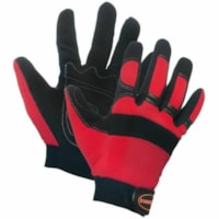 Forcefield Red Spandex Padded Palm Mechanic's Gloves - Abrasion, Dirt, Debris Protection - X-Large Size - Leather - Red, Black - Breathable, Stretchable, Knuckle Strap, Padded Palm, Puncture Resistant, Abrasion Resistant - For Automotive, Shipping, Agriculture, Maintenance, Construction, Material Ha