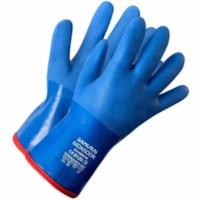 Gants de travail Samurai Forcefield - Frottement, Produit chimique, Huile Protection - Chlorure de polyvinyle (PVC). Revêtement - 10 Numéro de format - X-Large Taille - Bleu - Résistant aux produits chimiques, Résistant à l'abrasion, Résistant à l'huile, Souple,