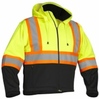 Forcefield Hi-Vis Safety Softshell Jacket, Large, Yellow - Large Size - Zipper Closure - 2 Pocket(s) - Polyester - Lime Yellow - Lightweight, Versatile - 1 / Unit