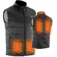 Forcefield Black Heated Vest, Large - Large Size - Zipper Closure - 2 Pocket(s) - Polyester - Black - Durable, Warmer Pocket - 1 / Unit