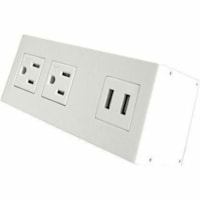 Prise d'alimentation/de données 100-DTP2-USB Heartwood - 4 x Prises de courant - 5 V DC / 3,10 A, 125 V AC Rectangulaire Pince - Blanc - Métal - 1 / Unité