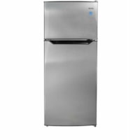 Danby 4.5 cu. ft. 2 Door Compact Fridge in Stainless Steel Look - 127.43 L - Auto-defrost - Upright - Reversible - 1x Freezer Drawer(s) - 127.43 L Net Refrigerator Capacity - Black, Stainless Steel - Freestanding - LED Light