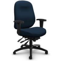 Global Chair - Fabric Seat - Blue Fabric, Hardwood Back - Black Frame - Mid Back - Navy Blue - Fabric