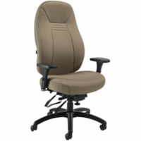 Global Chair - Fabric Seat - Fabric, Hardwood Back - Black Frame - High Back - Beige - Plastic, Wood - 1.0