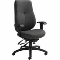 Global Aurora High Back Multi-Tilter - Gray Fabric, Hardwood Back - Black Frame - High Back - Granite - Wood, Plastic - Armrest - 1 / Unit