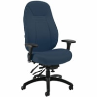 Global Chair - Fabric Seat - Fabric, Hardwood Back - Black Frame - High Back - Navy - Wood, Plastic - 1.0