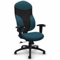 Global Tye Mesh Tilter Chair - Fabric Seat - Black, Blue Mesh, Metal Back - Black Frame - High Back - Blue - Plastic, Mesh, Metal