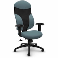 Global Tye Mesh Tilter Chair - Fabric Seat - Black, Gray Mesh, Metal Back - Black Frame - High Back - Shadow - Metal, Mesh, Plastic