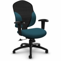 Global Tye Mesh Tilter Chair - Fabric Seat - Black, Blue Mesh, Metal Back - Black Frame - Mid Back - Blue - Mesh, Plastic, Metal