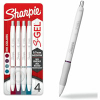 Stylo gel S-Gel Sharpie - 0,7 mm (0,03 po) Moyenne Pointe de stylo - Rétractable - A base de gel - Barrel Blanc perle Plastique - 4 / emballage