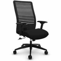 Global Loover High-Back Office Tilter Chair, Echo Black, Terrace Fabric - Fabric Seat - Black Mesh Back - Black Frame - High Back - Echo - Fabric, Plastic, Mesh - 1.0