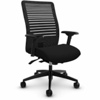 Global Loover Mid-Back Office Tilter Chair, Echo Black, Terrace Fabric - Fabric Seat - Black Mesh Back - Black Frame - Mid Back - Echo - Mesh, Fabric, Plastic - 1.0