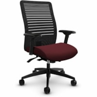 Global Loover Mid-Back Office Tilter Chair, Cerise Red, Terrace Fabric - Fabric Seat - Black Mesh Back - Black Frame - Mid Back - Cherry - Fabric, Mesh, Plastic - 1