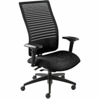 Global Loover High-Back Office Chair With Weight-Sensing Synchro Tilter, Black Velvet - Black Velvet Vinyl Seat - Black Mesh Back - Black Frame - High Back - Plastic, Fabric, Mesh