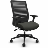 Global Loover Mid-Back Office Tilter Chair, Ironwork Grey, Terrace Fabric - Fabric Seat - Black Mesh Back - Black Frame - Mid Back - Gray - Plastic, Fabric, Mesh - 1.0