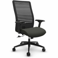 Global Loover High-Back Office Tilter Chair, Ironwork Grey Terrace Fabric Seat - Fabric Seat - Black Mesh Back - Black Frame - High Back - Gray - Plastic, Fabric, Mesh - 1.0