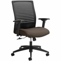 Global Loover Mid-Back Mesh-Back Weight Sensing Synchro-Tilter Chair, Slate, Vinyl - Vinyl Seat - Black Vinyl, Mesh Back - Black Frame - Mid Back - Slate - Mesh