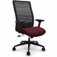 Global Loover High-Back Office Tilter Chair, Cerise Red Terrace Fabric - Cerise Fabric Seat - Black Mesh Back - Black Frame - High Back - Mesh, Fabric, Plastic - 1.0