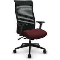 Global Chair - Cerise Fabric Seat - Black Mesh Back - Black Frame - Mesh, Plastic, Fabric