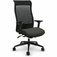 Global Chair - Fabric Seat - Black Mesh Back - Black Frame - Ironwork - Plastic, Fabric, Mesh