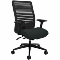 Global Chair - Vinyl Seat - Black Mesh Back - Black Frame - Mid Back - Black - Vinyl, Mesh