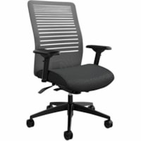 Global Loover Mid-Back Mesh-Back Weight Sensing Synchro-Tilter Chair, Quarry Grey - Quarry Gray Fabric Seat - Black Mesh Back - Black Frame - Mid Back - Mesh