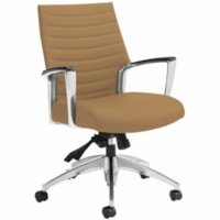 Global Accord Mid-Back Multi-Tilter Chair, Cookie Allante-FRee Vinyl Fabric - Cookie Vinyl Seat - Vinyl, Metal Back - Aluminum Frame - Mid Back - Metal, Vinyl - Armrest