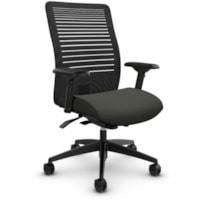 Global Chair - Fabric Seat - Black Mesh Back - Black Frame - Mid Back - Ironwork - Mesh