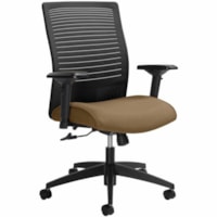 Global Loover Mid-Back Mesh-Back Weight Sensing Synchro-Tilter Chair, Ice Coffee, Vinyl - Iced Coffee Vinyl Seat - Black Vinyl, Mesh Back - Black Frame - Mid Back - Mesh