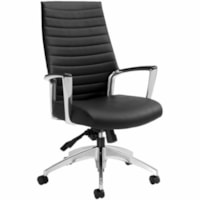 Global Accord High-Back Tilter Executive Chair, Black Ink Allante-FRee Vinyl Fabric - Vinyl Seat - Black Vinyl Back - Black Frame - High Back - Black - Vinyl - Armrest