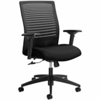 Global Chair - Black Velvet Vinyl Seat - Black Vinyl, Mesh Back - Black Frame - Mid Back - Mesh