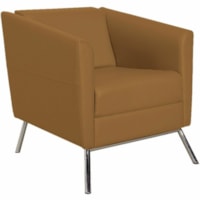 Global Wind Lounge Chairs, Cookie, Allante FRee Vinyl - Vinyl Seat - Vinyl Back - Chrome Frame - Honey - Wood - Armrest