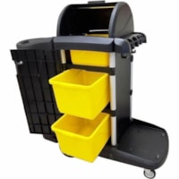 Globe High Security Janitorial Cart with Hood and Lock - 50"L x 23"W x 54.5"H / Black - Aluminum, Plastic - 50" Length x 23" Width x 54.5" Height - Black - 1