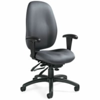 Global Malaga High-Back Multi-Tilter Chair, Grey - Fabric Seat - Gray Fabric Back - Black Frame - High Back - Fabric