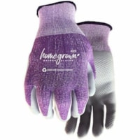 Home Grown Karma Work Gloves - Dirt, Debris Protection - Nitrile Coating - Medium Size - Female - Polyester - Purple - Biodegradable, Snug Fit, Cut Resistant, Ergonomic, Seamless, Knit Wrist - For Gardening, General Purpose, Landscaping - 6 Pair