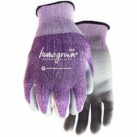 Home Grown Karma Work Gloves - Dirt, Debris Protection - Nitrile Coating - Small Size - Female - Polyester - Purple - Ergonomic, Snug Fit, Cut Resistant - For Gardening, General Purpose, Landscaping - 12 / Pack