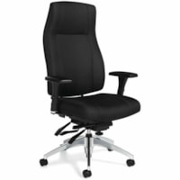 Global Triumph Multi-Tilter Chair - Fabric Seat - Black Fabric Back - Aluminum Frame - High Back - Black - Fabric