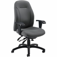 Global Echo Mid-Back Multi-Tilter Chair, Ironwork Grey, Terrace Fabric - Fabric Seat - Black Fabric, Hardwood Back - Black Frame - Mid Back - Gray - Wood