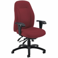 Global Echo Mid-Back Multi-Tilter Chair, Cerise, Terrace Fabric - Fabric Seat - Black Fabric, Hardwood Back - Black Frame - Mid Back - Burgundy - Wood