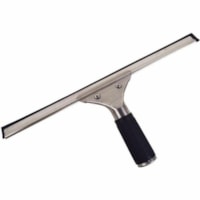 Globe Stainless Steel Squeegee Complete With Channel And Rubber - 14"L / Black/ Silver - Rubber Blade - Rubber Handle - 5.75" (146.05 mm) Height x 2" (50.80 mm) Width x 14" (355.60 mm) Length - Non-slip Grip, Comfort Grip, Ergonomic Design, Streak-free, Handle - Black, Silver - 1