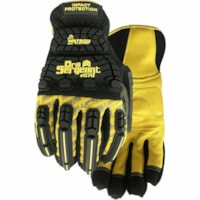 WORK ARMOUR Drill Sergeant Work Gloves - Impact Protection - Large Size - Black, Yellow - Impact Resistant, Durable, Soft, Reinforced Finger, Reinforced Knuckle, Heavy Duty, Snug Fit, Elastic Wrist - For Construction, Industrial, Landscaping, Critical Environment - 1 / Unit